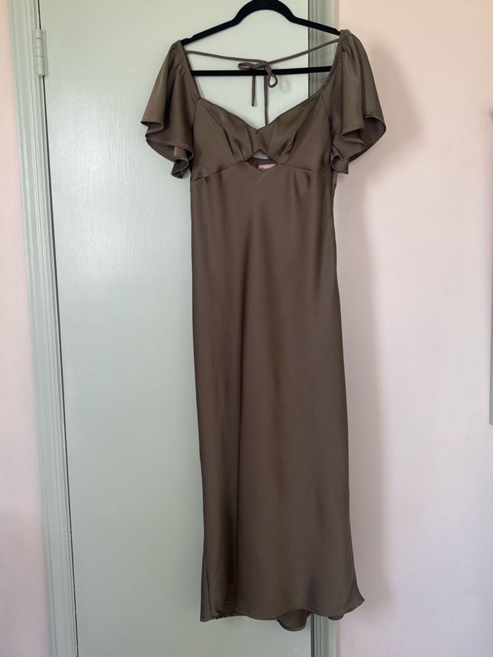 Showpo dark Olive Satin midi Dress